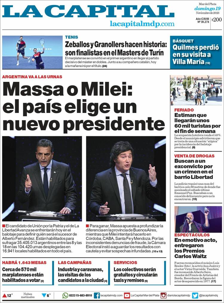 Portada de Diario La Capital - Mar del Plata (Argentina)