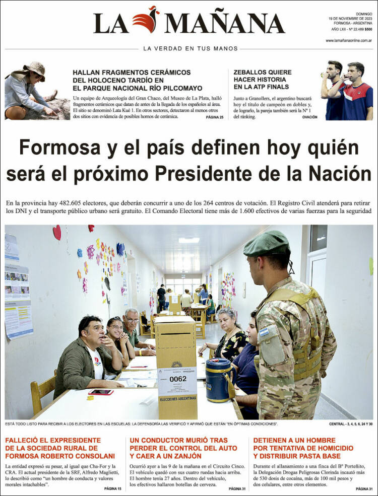 Portada de Diario La Mañana (Argentina)