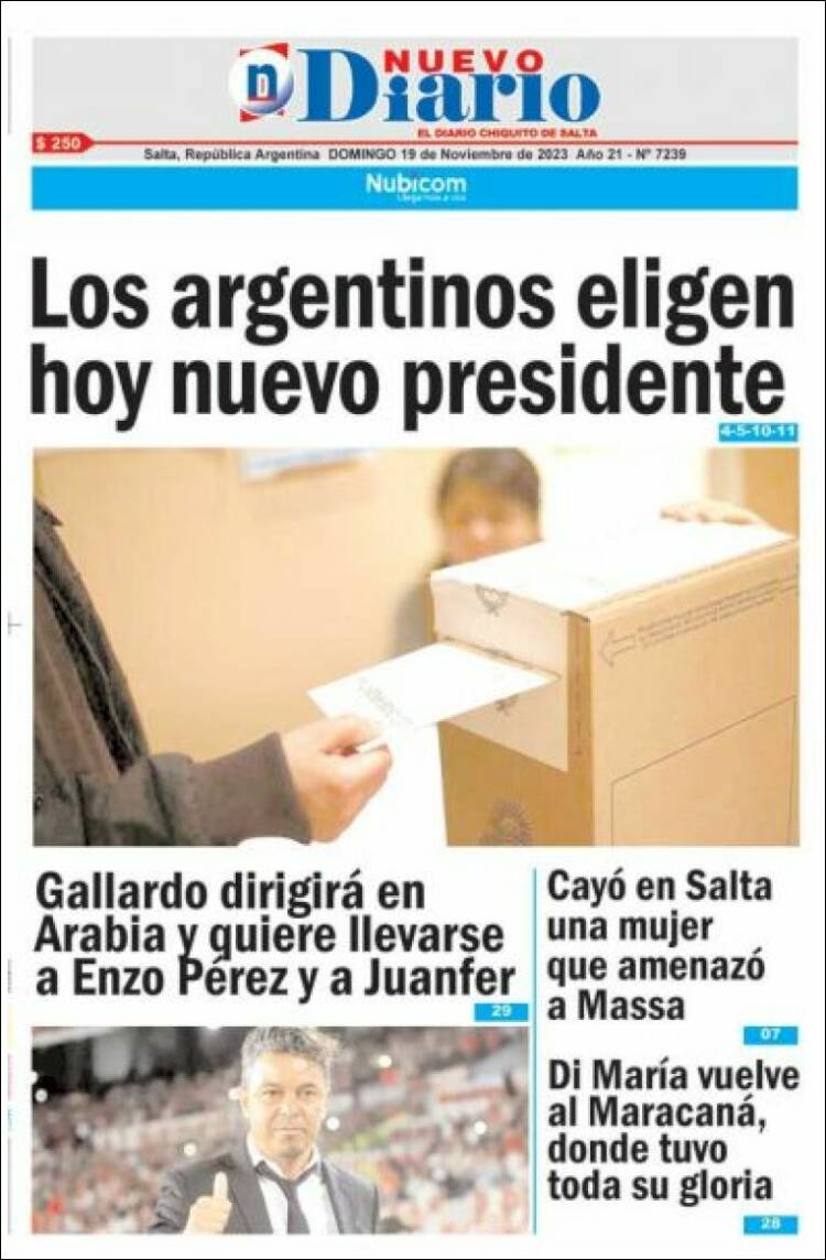 Portada de Nuevo Diario de Salta (Argentina)