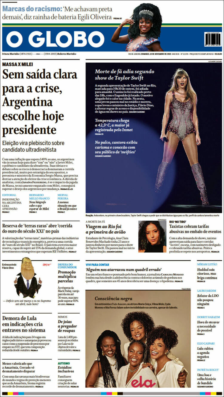 Portada de O Globo (Brasil)