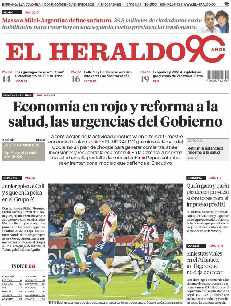 Portada de El Heraldo (Colombia)