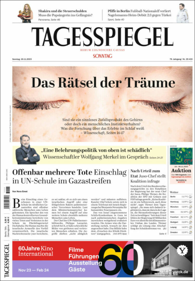 Portada de Der Tagesspiegel (Alemania)
