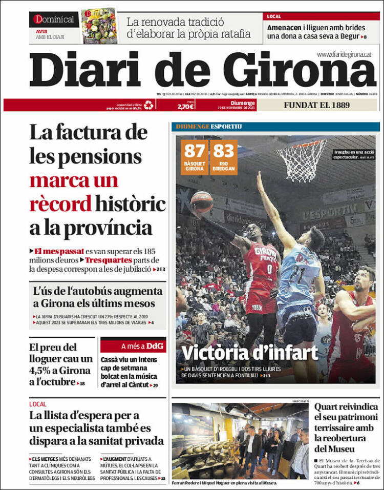 Portada de Diari de Girona (España)