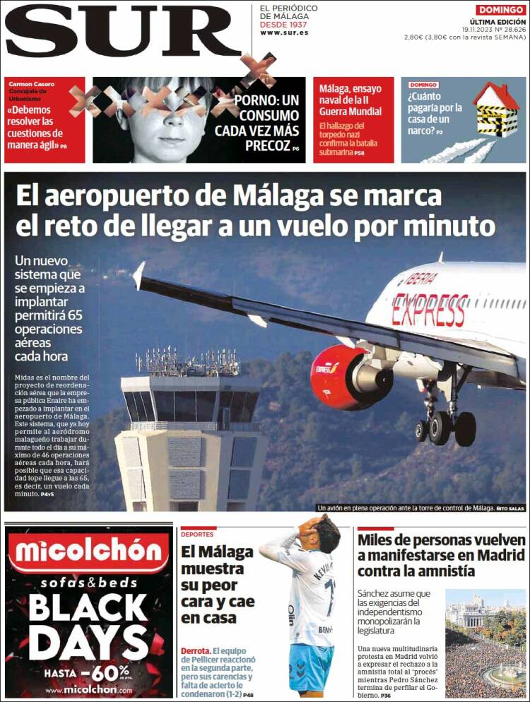 Portada de Diario el Sur (Espagne)