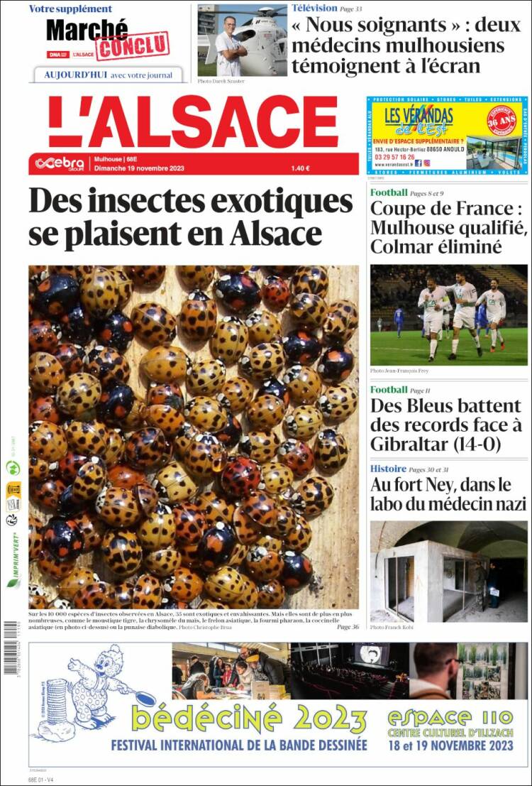 Portada de Journal L'Alsace (Francia)