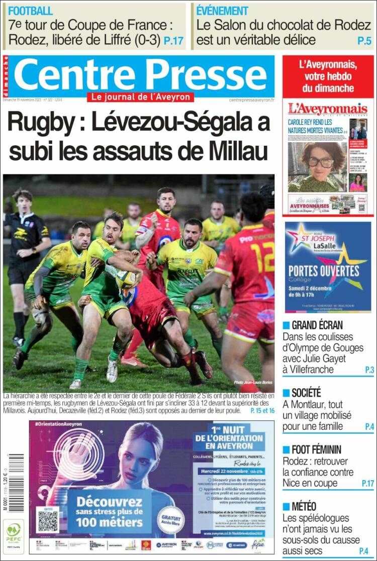 Portada de Centre Presse (Francia)