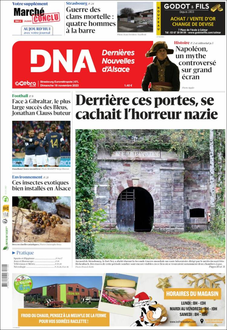Portada de Les Dernières Nouvelles d'Alsace (Francia)