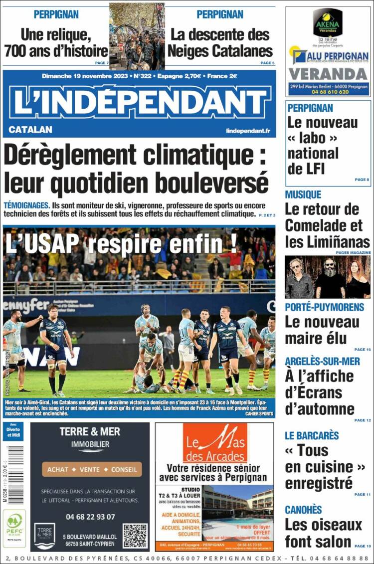 Portada de Le Indépendant (Francia)