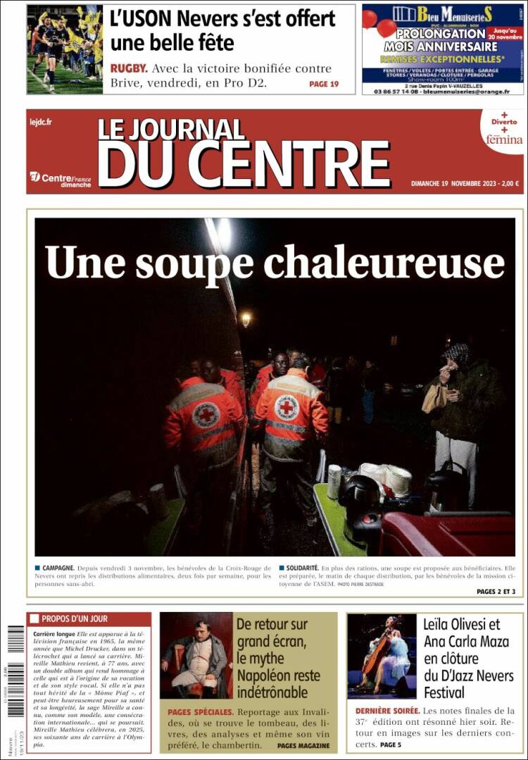 Portada de Le Journal du Centre (Francia)