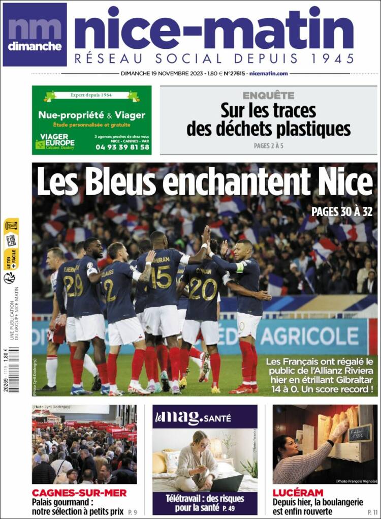 Portada de Nice-Matin (Francia)
