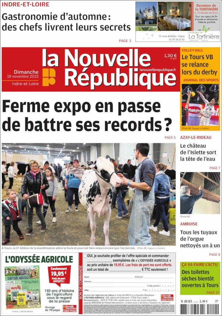 Portada de La Nouvelle Republique (Francia)