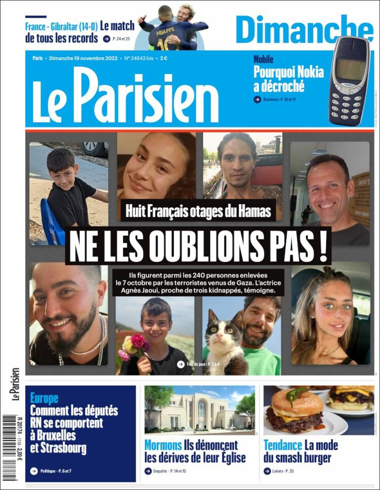Portada de Le Parisien (Francia)