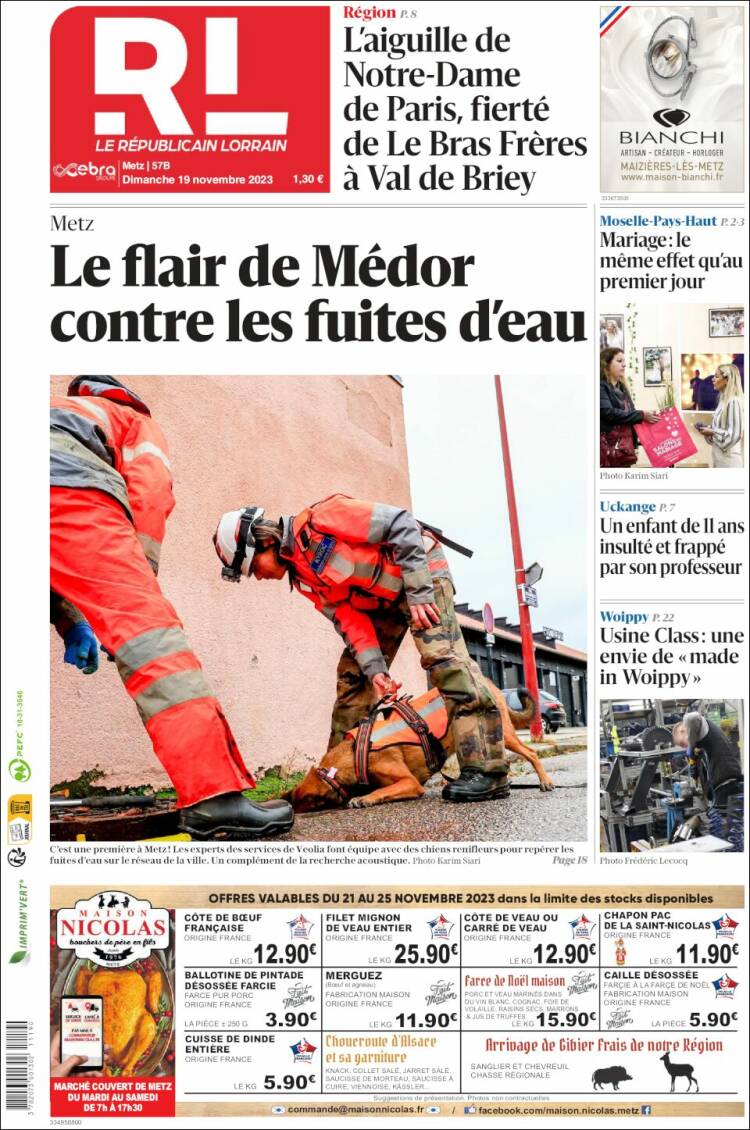 Portada de Le Republicain Lorrain (Francia)