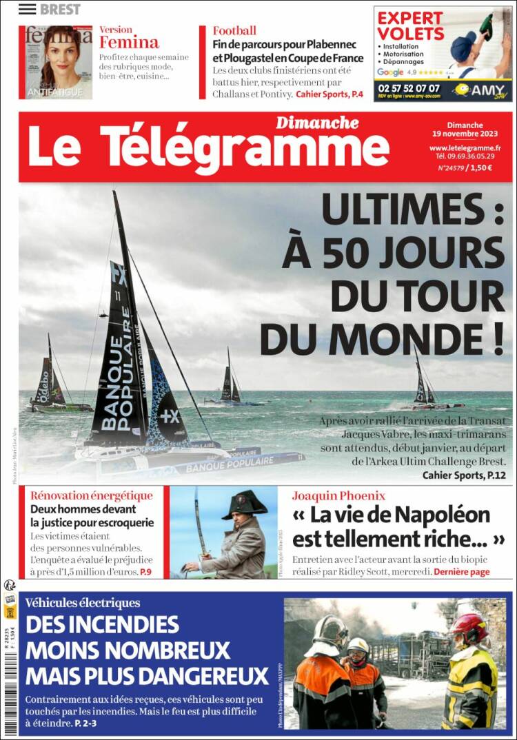 Portada de Télégramme (Francia)