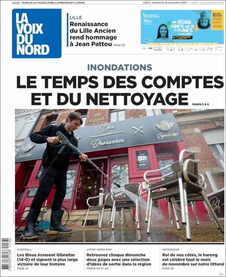 Portada de La Voix du Nord (Francia)