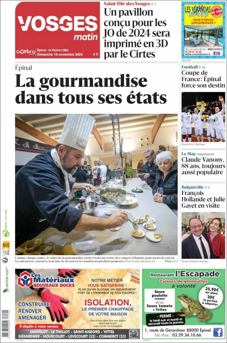 Portada de Vosges Matin (Francia)