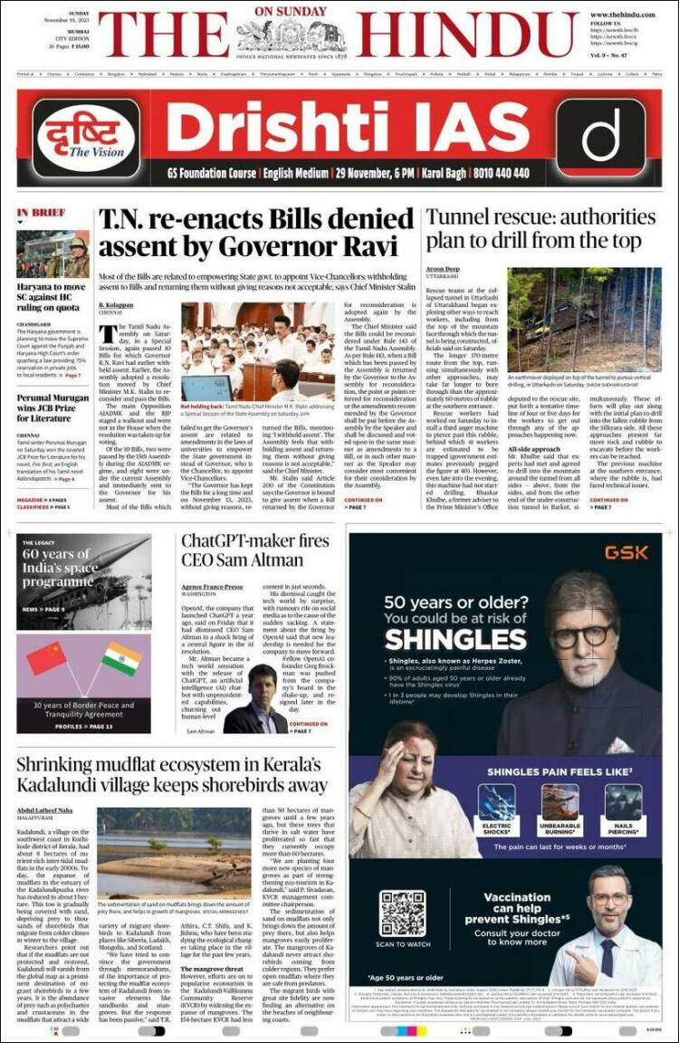 Portada de The Hindu (India)