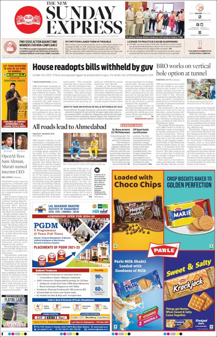 Portada de New Indian Express (India)