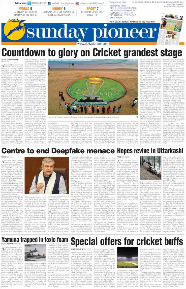 Portada de The Pioneer (India)