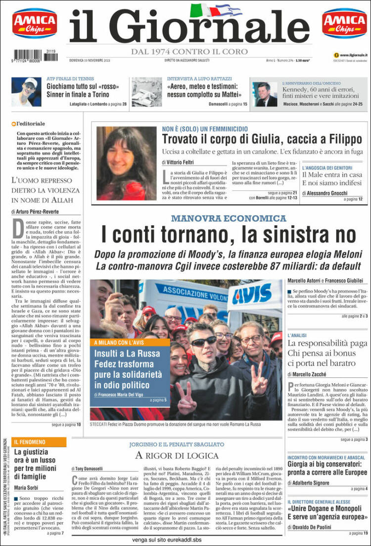 Portada de il Giornale (Italia)