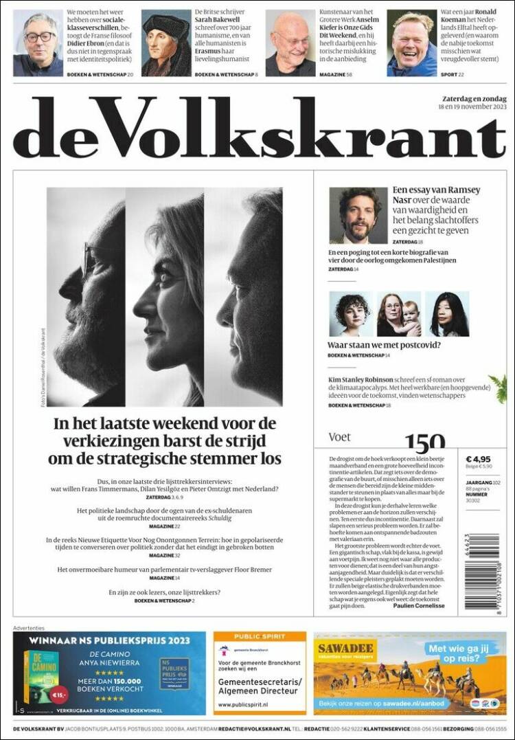 Portada de De Volkskrant (Pa&iacute;ses Bajos)