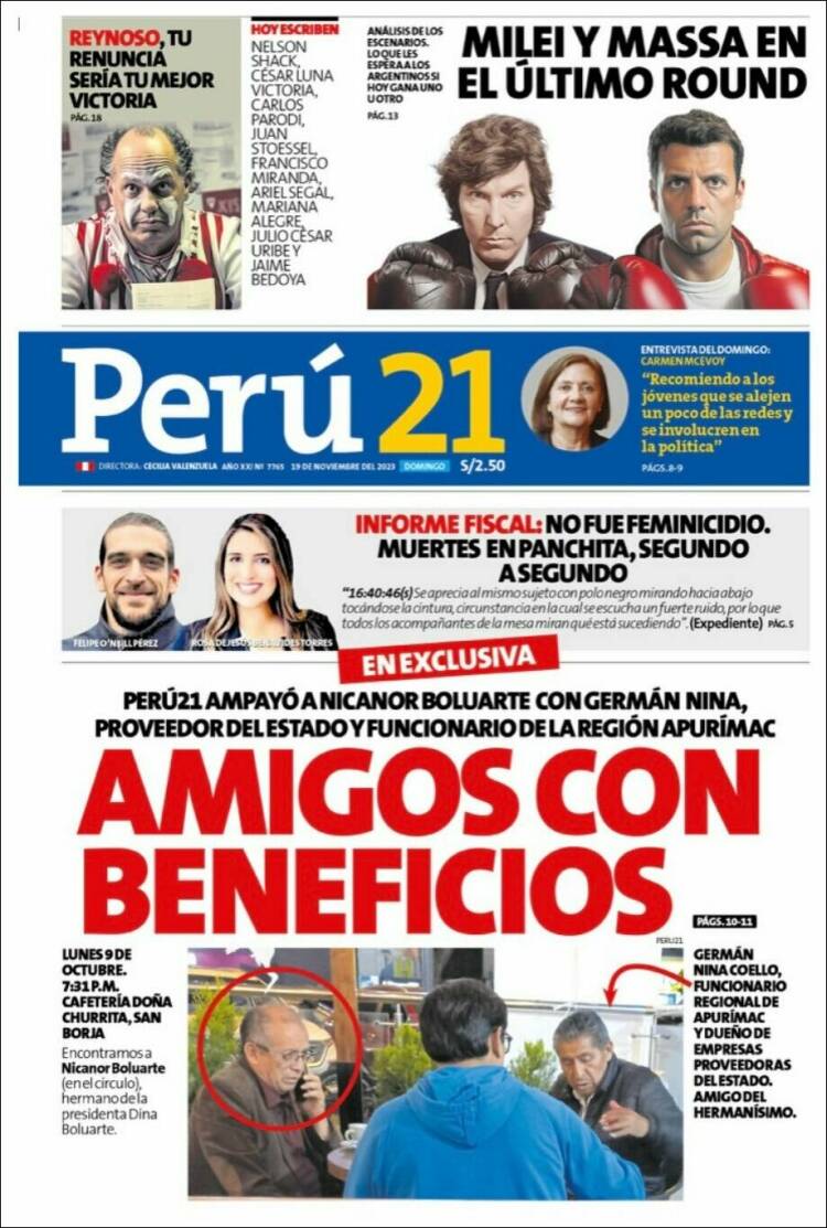 Portada de Perú 21 (Per&uacute;)