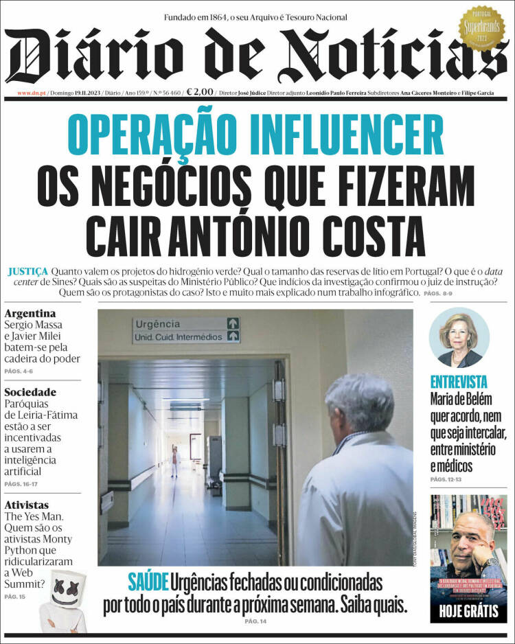 Portada de Diário de Noticias (Portugal)