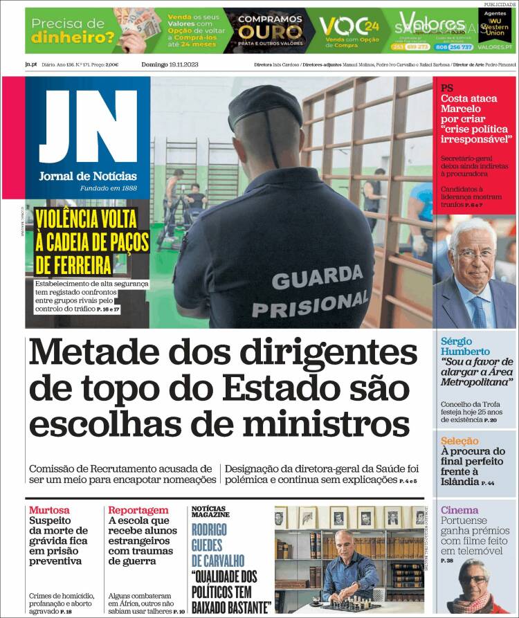 Portada de Jornal de Notícias (Portugal)
