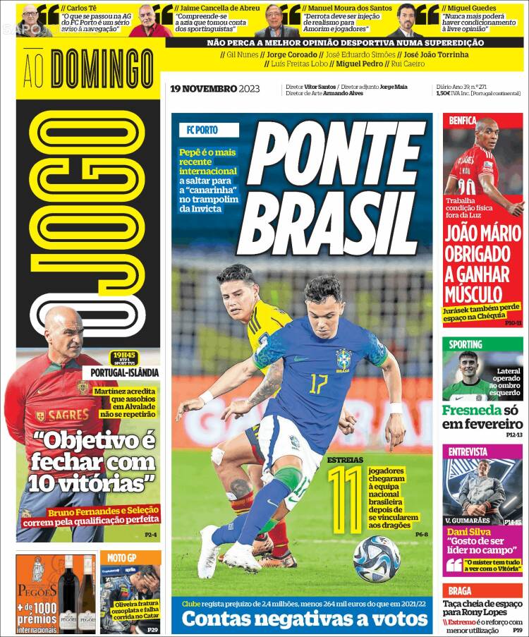 Portada de O Jogo (Portugal)