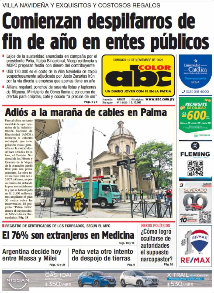 Portada de ABC Color (Paraguay)