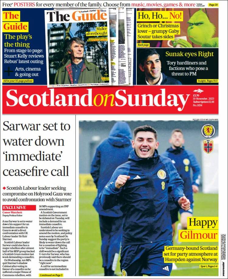 Portada de The Scotsman (Reino Unido)