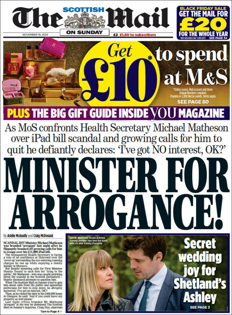 Portada de Scottish Daily Mail (Reino Unido)