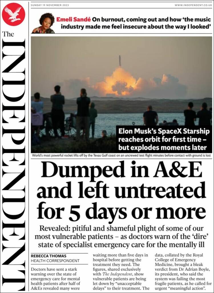 Portada de The Independent (Reino Unido)