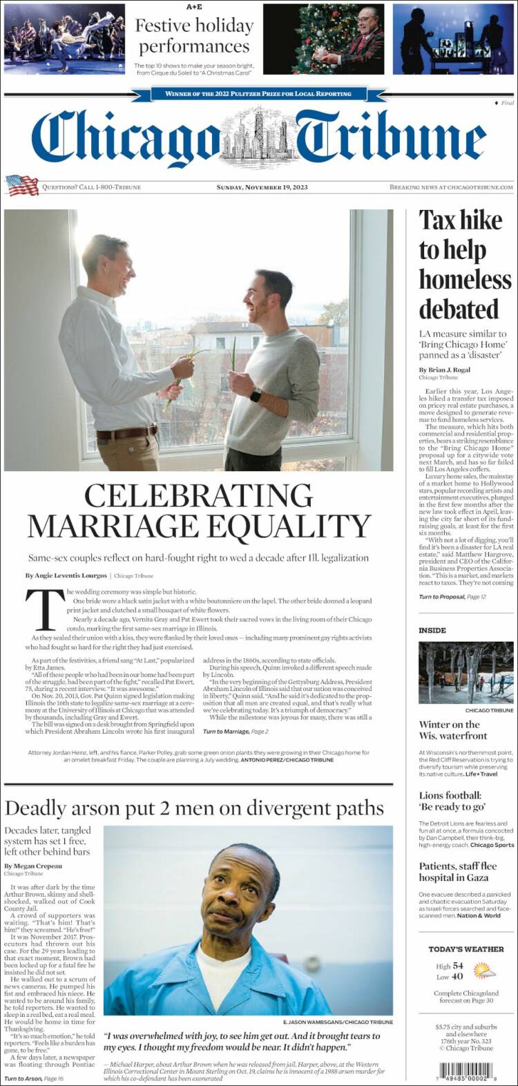 Portada de Chicago Tribune (USA)