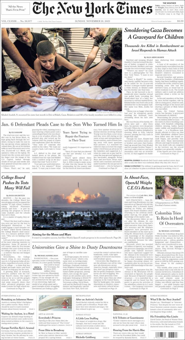 Portada de New York Times (USA)