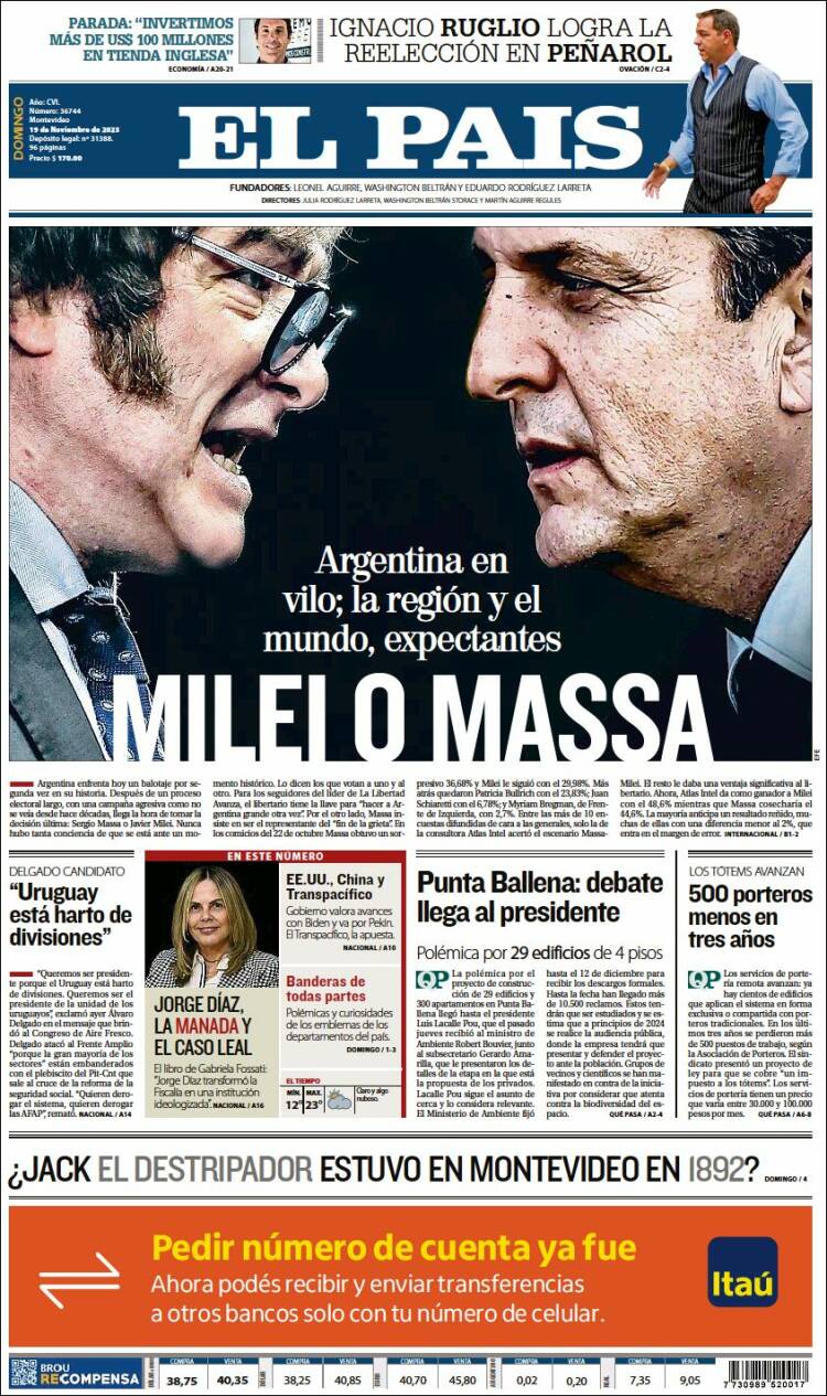 Portada de El País (Uruguay)