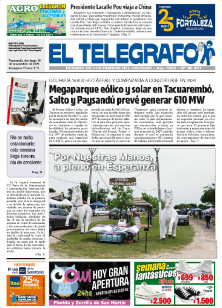 Portada de El Telégrafo (Uruguay)