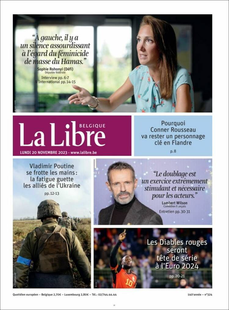 Portada de La Libre.be (B&eacute;lgica)