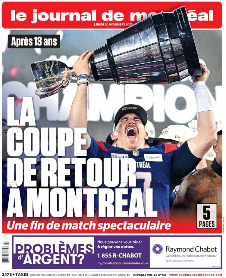 Portada de Le Journal de Montréal (Canadá)