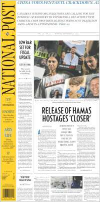 Portada de The National Post (Canadá)