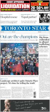 Portada de The Toronto Star (Canadá)