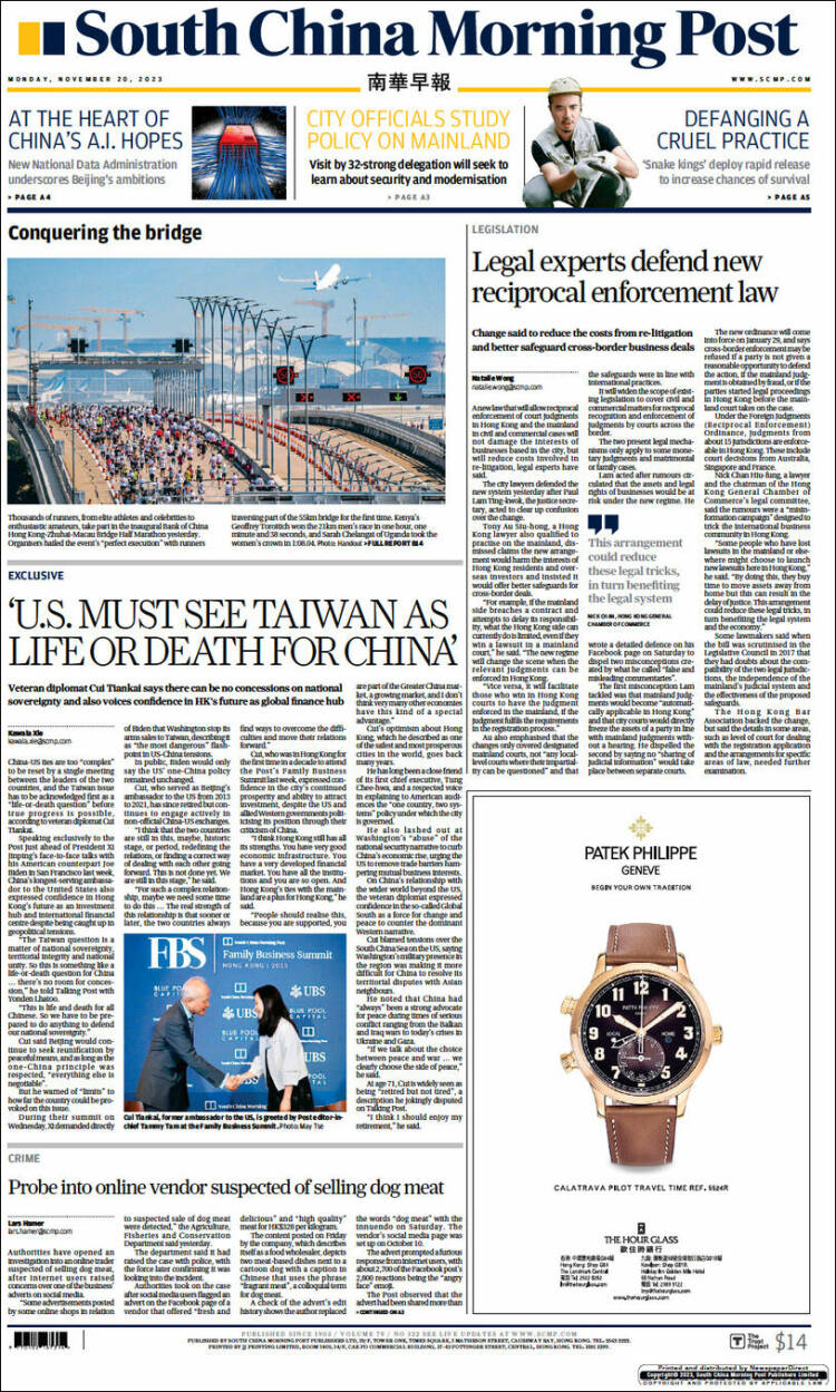 Portada de South China Morning Post (China)