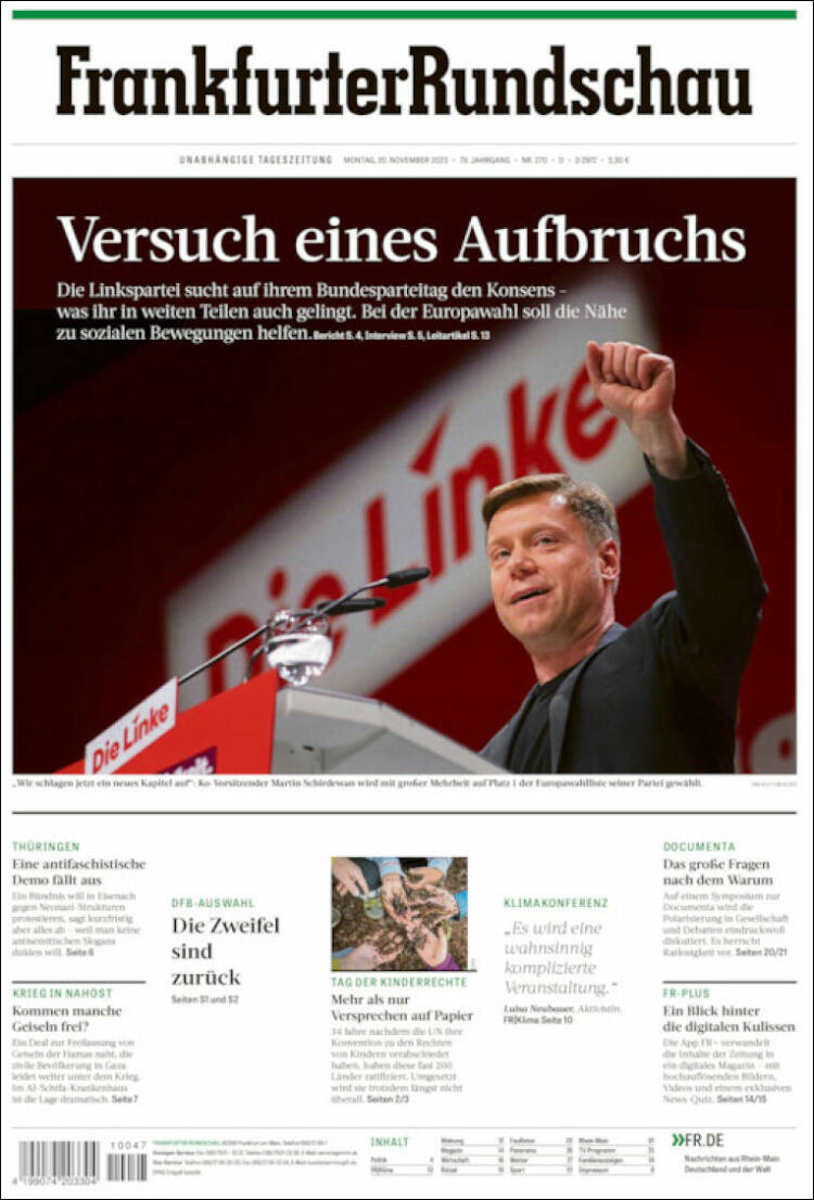 Portada de Frankfurter Rundschau (Alemania)