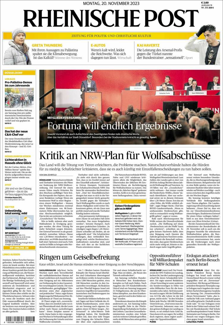 Portada de Rheinische Post (Alemania)