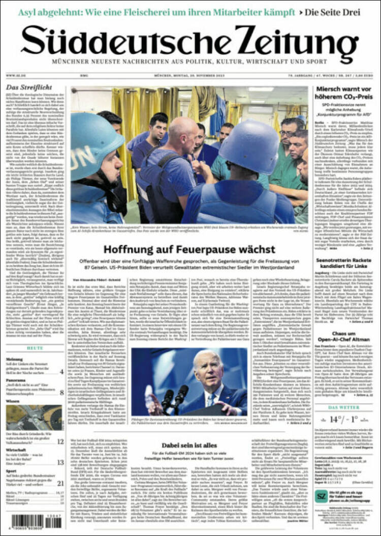 Portada de Sueddeutsche (Alemania)