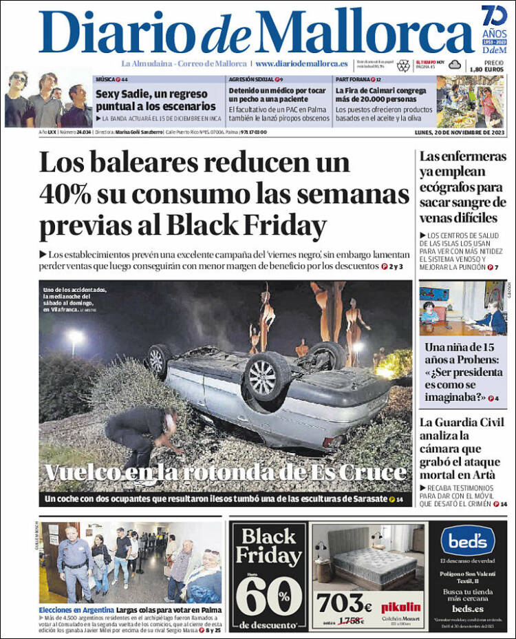 Portada de Diario de Mallorca (España)