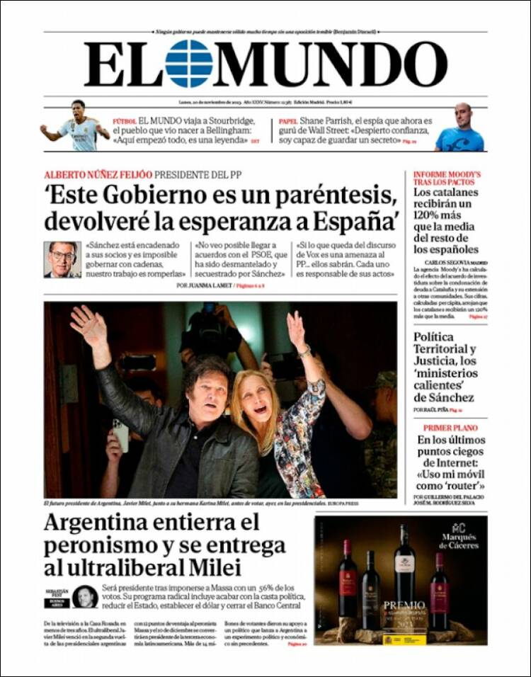 Portada de El Mundo (España)