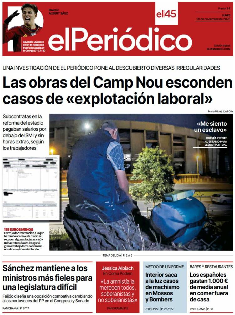 Portada de El Periódico (España)