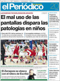 Portada de El Periódico de Aragón (España)