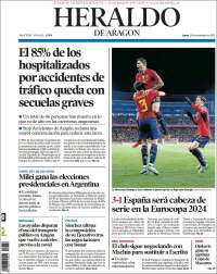 Portada de Heraldo de Aragón (España)